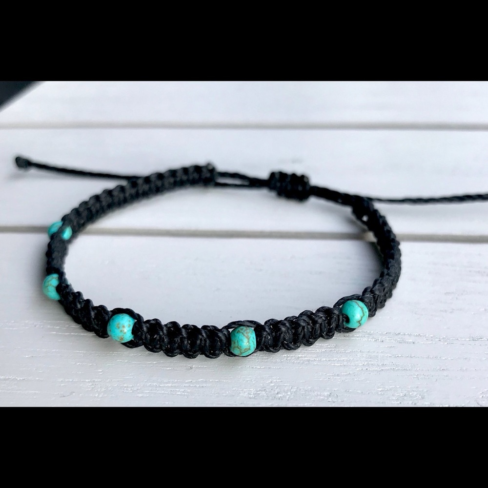 Turquoise Howlite Beads Waxed Bracelet